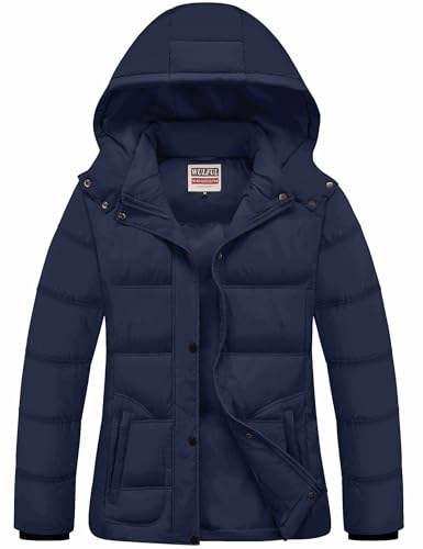 WULFUL Women's Winter Coats Lightweight Warm Thicken Puffer Jacket Waterproof Quilted Winter Jacket with Removable Hood