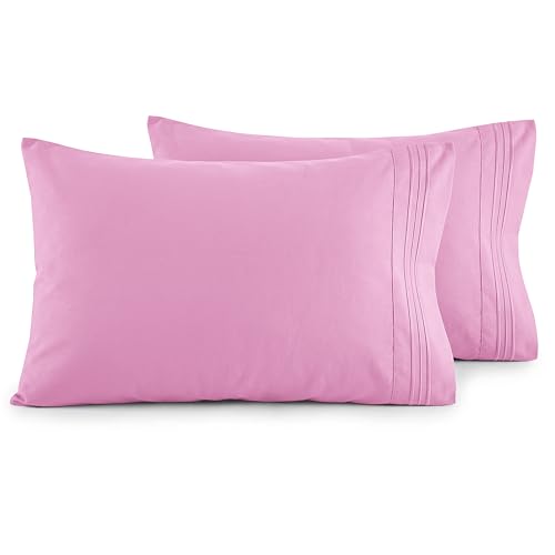 Image of Elegant Comfort Luxury Ultra-Soft 2-Piece Pillowcase Set - 1500 Premium Hotel Quality Microfiber Double Brushed - Wrinkle Resistant, Standard /Queen, Light Pink