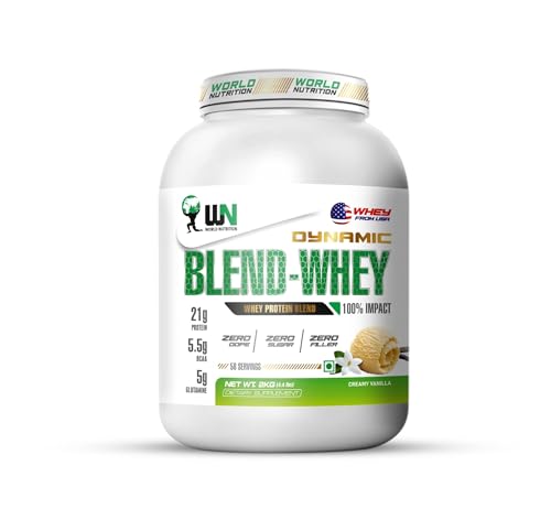 Image of Dynamic Blend Whey Protein | 21g Protein, 5.5g BCAA & 5g Glutamine | Muscle Building, Recovery, Lean Mass & Strength Support | Creamy Vanilla Flavor - 2kg