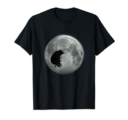 T-Shirt „Bär auf dem Fahrrad im Himmel mit Mond“ T-Shirt