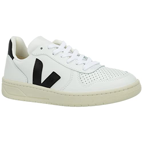 Veja Women's V-10 Lace Up Sneakers, Extra White/Black, 7 Medium US4