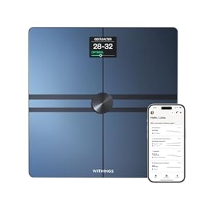 WITHINGS Body Comp — WLAN Smart Waage mit vollständiger Körperanalyse inkl. Fettanteil, Muskelmasse, Knochendichte, Viszeralfett, Digitale Personenwaagen /Körperfettwaage mit Bluetooth