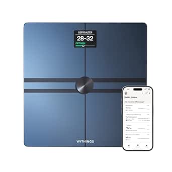 WITHINGS Body Comp — WLAN Smart Waage mit vollständiger Körperanalyse inkl. Fettanteil, Muskelmasse, Knochendichte, Viszeralfett, Digitale Personenwaagen /Körperfettwaage mit Bluetooth