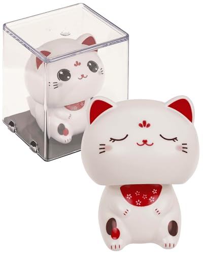 Out of the blue Winkekatze mit Solarzelle Symbol für Glück & Lebensfreude Japanische Maneki Neko Figur 5 5 cm Automatisch winkender Glücksbringer für Schreibtisch Regal & Auto