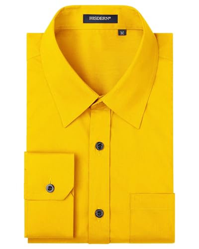 Image of HISDERN Mens Dress Shirts Long Sleeve Button Down Casual Shirts for Men Inner Contrast Formal Business Tuxedo Wedding Shirt