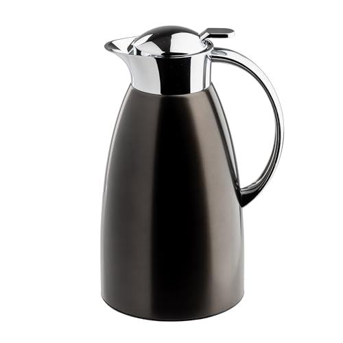 TableCraft 12682 68 oz (2L) Stainless Steel Coffee Carafe, Brushed Stainless Steel with Black PVD Finish, Vacuum Insulated, Lightweight Leak Proof Coffee Dispenser, For Cafes, Restaurants & Catering