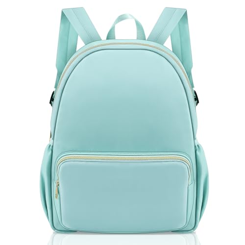 Cunno Nylon Backpack Kids School Backpack for Toddler Girls Boys Plain Waterproof Preppy Bookbags Travel for Student (Classic Style,Nylon,Green)