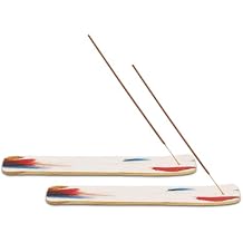 NAQSH Wooden Incense Holder Tray for Sticks - Incense Burner Holder - Insense for Table Decorations and Boho Gifts Multi Feather White