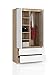BDW Kleiderschrank 2 Türen, 4 Einlegeböden, Kleiderbügel, 2 Schubladen Kleiderschrank für das Schlafzimmer Wohnzimmer Diele 180x90x51cm (Eiche Sonoma/Weiß)