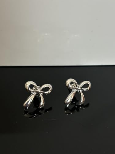 Image of Silver Bow Stud Earrings for Women & Girls | Minimal Knot Design Earrings