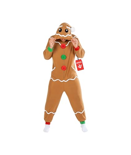 Morph Unisex Gingerbread Man Costume Women, Gingerbread Costume Adult Christmas Costumes For Adults M