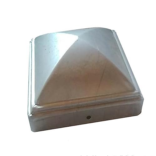 Lokatall Zaunpfostenkappen, 102x102mm Metallzaun quadratische Abdeckung Fit 4×4 Pfosten Verzinkter Stahl Dekorative Kappen für Tore Handlauf Geländer Verkehrsabsperrung Säulen, 4 Pack, Silber