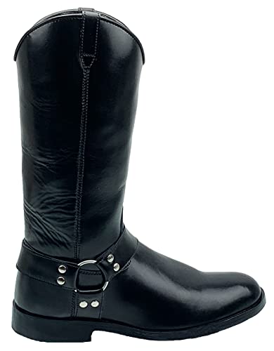 Mens Man Congo Harness Motorcycle Riding Mid Calf Genuine Leather Boots4