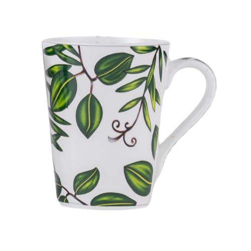 Image of GOLDEN QUEEN'S Mugs Set of 2 for Coffee, Tea, Milk - Ideal for Your Daily Beverage Ritual, Hosting & Casual Gatherings - Elegant Foliage in Green