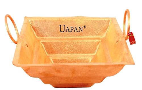Image of UAPAN MetalCraft Copper Pooja Hawan Kund (Havan Kund, 12 x 12 x 4 Inch)