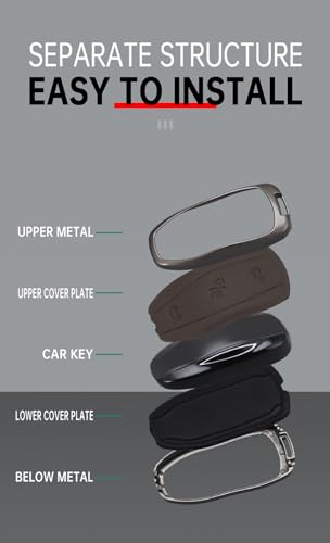 Coque de clé compatible avec Tesla Model S cuir alliage accessoires - 5