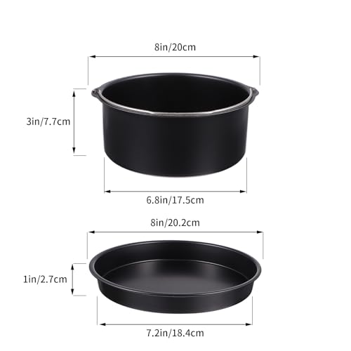 Accesorios para freidora de aire de 8 pulgadas juego de molde para pizza y cesta para pastel 3