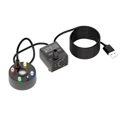 idqwsswt Las luces LED de la fuente iluminan la piscina con iluminación subacuática y circulación de agua por atomización bomba agua, negro