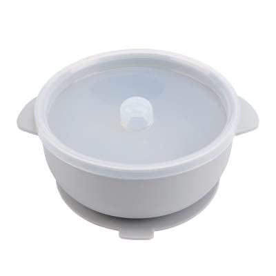 Baby Self-Feeding Utensils Set - 6 Piece Set with Suction Bowl, Plate, Fork, Spoon, Sippy Cup and Bib - BPA-Free, Dishwasher Safe - Helps Infants and Toddlers Transition to Solids - Gray