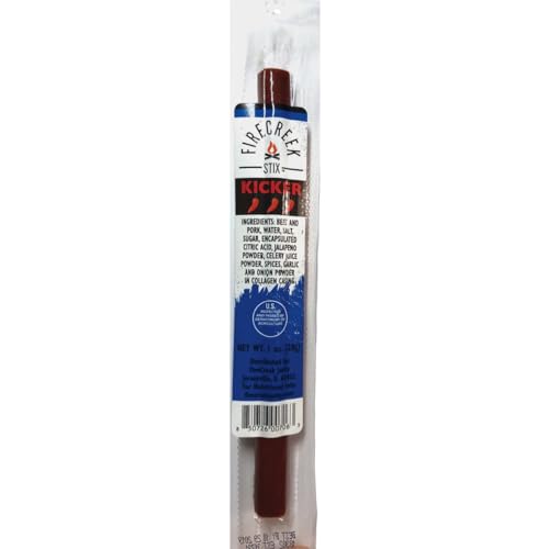 Firecreek Kicker Spicy Beef Jerky Meat Stick, All Natural, Keto, Paleo, Low Carb, Msg Free, Soy Free, Gluten Free, Quantity 20