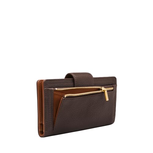 Image of Fossil Women's Logan Leather Wallet RFID Blocking Tab Clutch