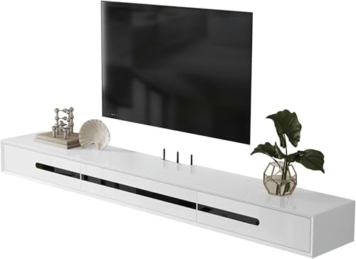 Support mural flottant pour TV et décodeur parfait pour soirée cinéma - 8