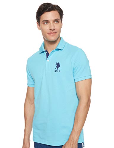 U.S. Polo Assn. Men's Short-Sleeve Polo Shirt with Applique, Horizon Blue, M
