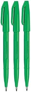Pentel Green Original Sign Pen S520 Fibre Tip Marker Pens Colour Fineliner 2mm Nib 1mm Line Width (Pack Of 3)