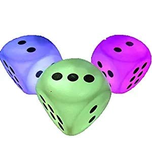 Flashing Rubber Dice - Set Of 4 - Assorted Colors 1.5 In Rubber Dice W/ 5" X 7" Satin Bag - Bounce To Activate #TOP3