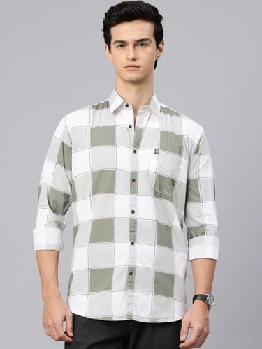 Image of Majestic Man Stylish Slim Fit Cotton Spread Collar Checked Casual Shirt