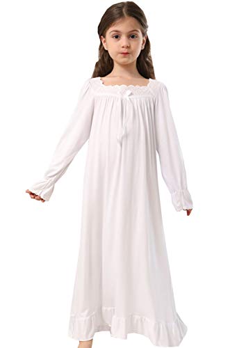 Twtility Girls' Princess Lace Nightgown Long Sleeve Cotton Sleepwear Dress 3-12Years2