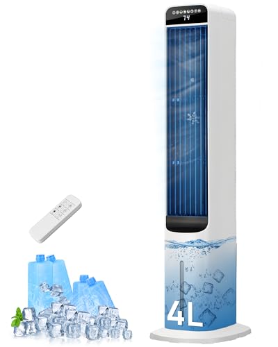 Uthfy 41' Portable Air Conditioners, 3-in-1 Swamp Cooler with 4 Modes, 3 Speeds, 120° Oscillation, 4 Ice Packs, 4L Removable Water Tank, Remote, Easy Cleaning, White