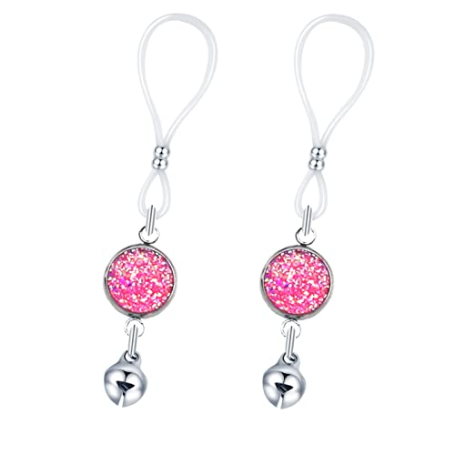 Mimimelon Non Pierced Nipple Jewelry Chains Faux Nipple Piercing Rings Bells Stainless Steel Nipple Noose