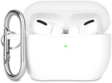 KOKOKA Case Cover Compatible with Airpods Pro, Soft Silicone Skin Case Cover Shock-Absorbing Protective Case for Airpods Pro 2019 with Carabiner, Front LED Visible, Cloud Grey
