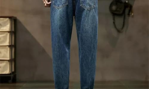 Men's Loose Slightly Stretch Jeans, Casual and Versatile high-Waisted Slim Straight-Leg Jeans2