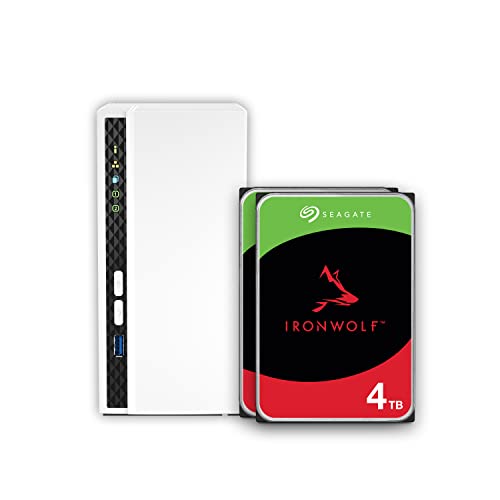 Image of QNAP 2 Bay Home NAS with 4TB Storage Capacity, Preconfigured RAID 1 Seagate IronWolf Drives Bundle, with 1GbE Ports (TS-233-24ST-US)