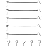 Waziaqoc 6 Inch Hook and Eye Latch (5PCS), Heavy Duty Iron Barn Door Lock Privacy Lock Screw Fixing