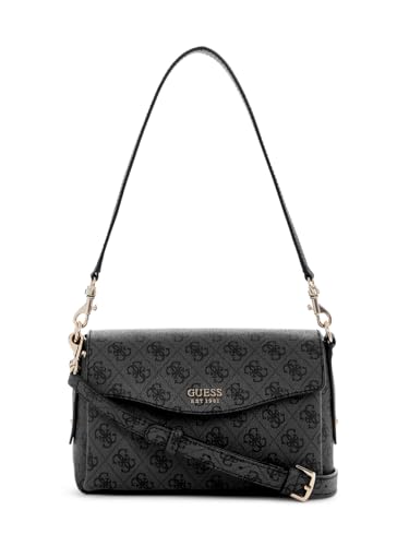 GUESS Brenton Flap Shoulder Bag Coal Logo