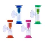 Reloj de arena de 4 piezas con ventosas, reloj de arena de 3 minutos para el cepillado de dientes de los niños, reloj de arena infantil colorido para juegos, ejercicio y estudio