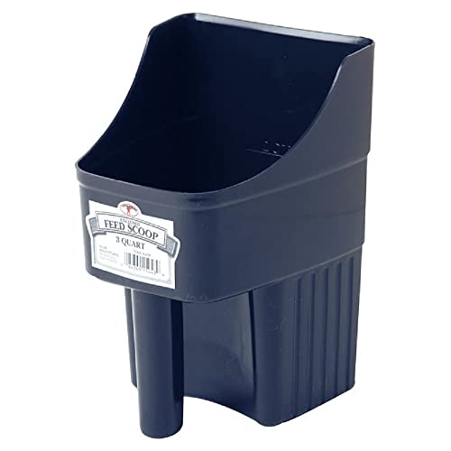 Little Giant Plastic Enclosed Feed Scoop | Heavy Duty Durable Stackable Horse Feed Scoop with Measure Marks | Livestock Hand Scooper | 3 Quart