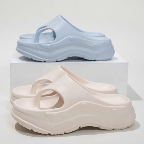 Women’s Platform Flip Flops Trendy Cushion Beach Flat Thong Sandals Y2k Flatform Outdoor Walking Shoes with Arch Support3