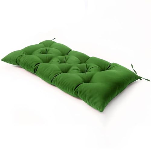 Cojín acolchado impermeable para banco, cojín antideslizante con 3 correas de sujeción, cojín para muebles de jardín para patio, tumbona de jardín, banco de dos plazas, verde, 120 x 50 cm