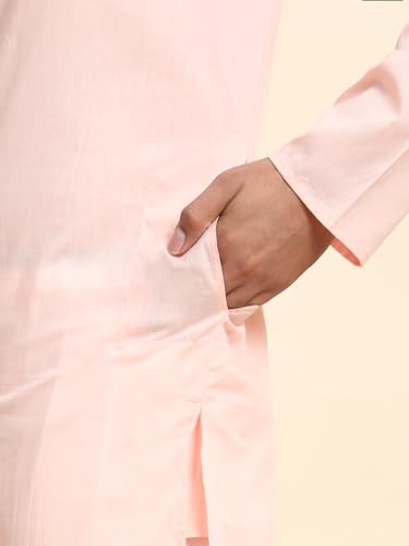 Image of Amazon Brand - Anarva Men's Cotton Solid Dress Long Kurta Regular Fit Casual