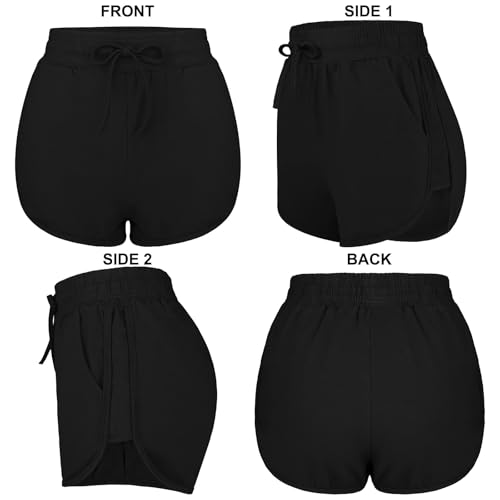 URATOT 2 Pack Cotton Yoga Short Women Summer Running Gym Sports Waistband Shorts with Pockets3