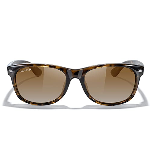 MERRY'S Polarized Unisex Shades Sunglasses for Men and Women Vintage Polarized Sun Glasses Mirror Lens (Leopard Frame/Brown Gradient Lens, 55)