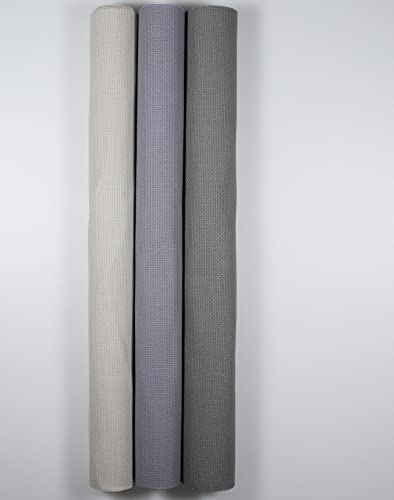 Image of KCS 3 pc of 15 inch x 18 inch Counted Cross Stitch Cotton Aida Cloth Needlework Rolled Fabric Box,18CT,Pearl Grey+Light Steel Grey+Medium Grey
