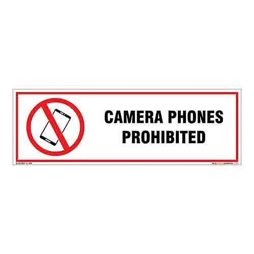 buysafetyposters.com - Camera Phones Prohibited Sign in English - PVC Sticker - (Rectangle, 12 inch X 4 inch, Multicolor)-image-8