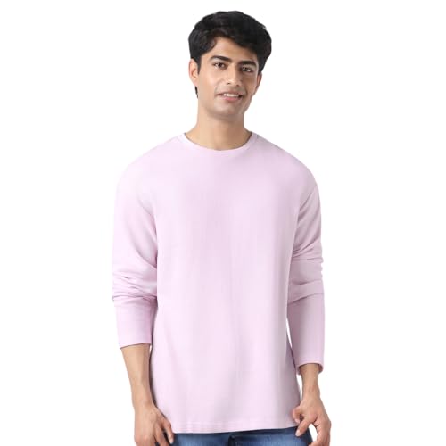 Image of Urbano Fashion Men's Textured Round Neck Oversized Full Sleeve Cotton T-Shirt