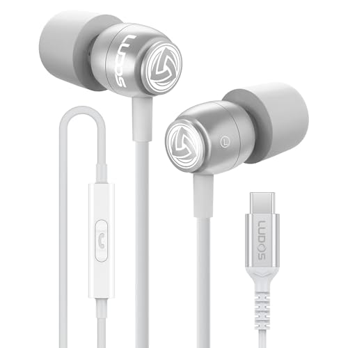 Image of LUDOS Clamor USB C Headphones for iPhone 17 16 15 Pro Max Plus Air iPad Pro, 5 Years Warranty, USB-C Earbuds for Samsung Galaxy S26 S25 S24 S23 Ultra S22 S21 FE S20 A55 A54 A53, USB Type C Earphones