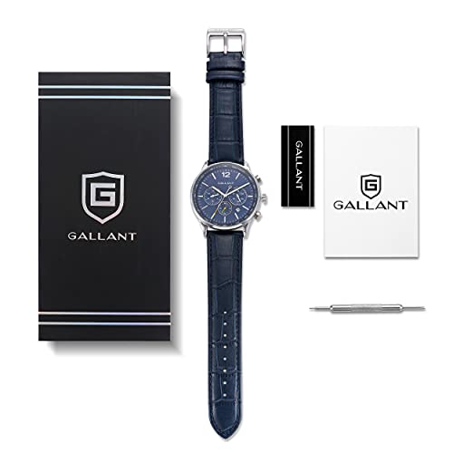 G GALLANT Mens Watch Luxury Quartz Watch for Men with Leather Strap Dual Time Multi Dial Wrist Watch Waterproof Men's Dress Watch Casual Business Gift